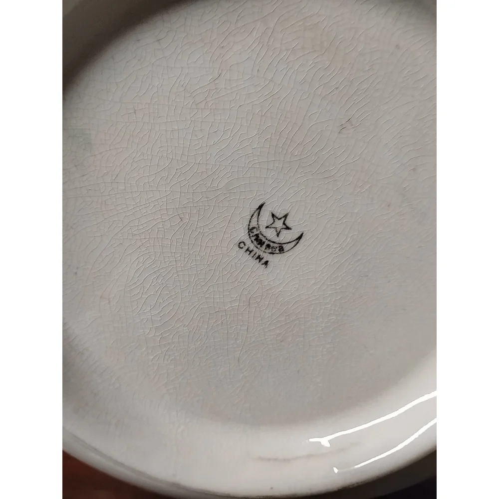 Crescent China George Jones & Sons Antique Pitcher Wash Basin Flowers Green